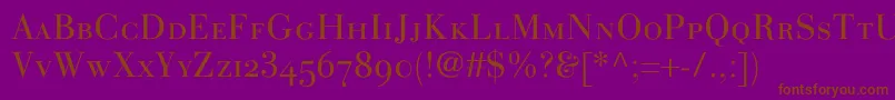 LinotypegianottenscLight-Schriftart – Braune Schriften auf violettem Hintergrund