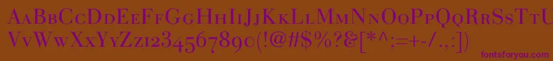 LinotypegianottenscLight-fontti – violetit fontit ruskealla taustalla