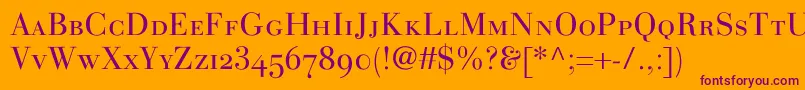LinotypegianottenscLight Font – Purple Fonts on Orange Background