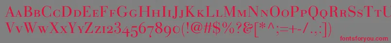 LinotypegianottenscLight-Schriftart – Rote Schriften auf grauem Hintergrund