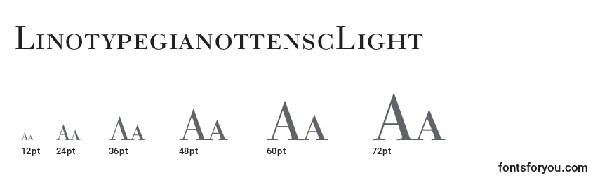 LinotypegianottenscLight-fontin koot