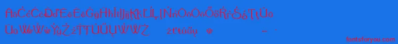 SummertimeExtraCharacters Font – Red Fonts on Blue Background