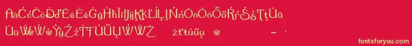 フォントSummertimeExtraCharacters – 黄色の文字、赤い背景