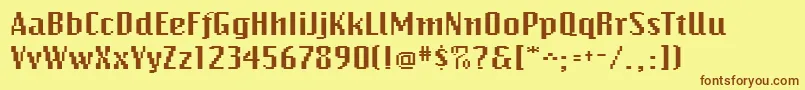 BitmapwideRegular-fontti – ruskeat fontit keltaisella taustalla