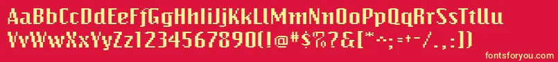 BitmapwideRegular Font – Yellow Fonts on Red Background