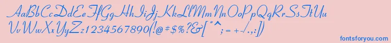 Coronet2-Schriftart – Blaue Schriften auf rosa Hintergrund