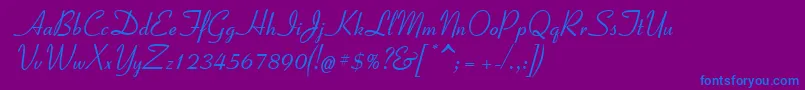 Coronet2-Schriftart – Blaue Schriften auf violettem Hintergrund