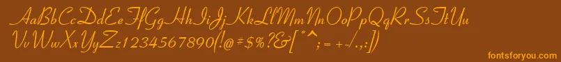 Coronet2-Schriftart – Orangefarbene Schriften auf braunem Hintergrund