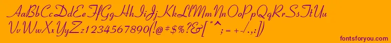 Coronet2-Schriftart – Violette Schriften auf orangefarbenem Hintergrund