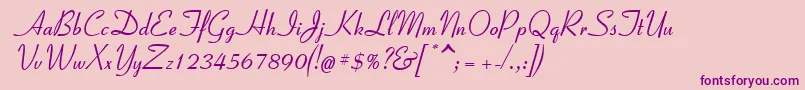 Coronet2-Schriftart – Violette Schriften auf rosa Hintergrund