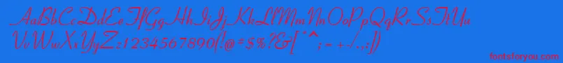 Coronet2-Schriftart – Rote Schriften auf blauem Hintergrund