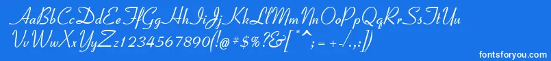 Coronet2-Schriftart – Weiße Schriften auf blauem Hintergrund