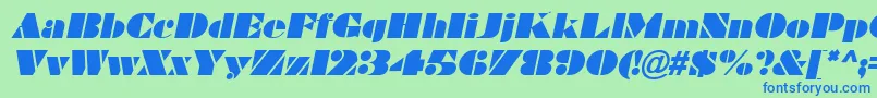 フォントBravadoItalic – 青い文字は緑の背景です。