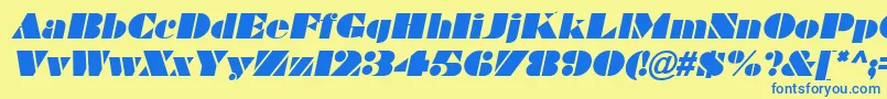 BravadoItalic Font – Blue Fonts on Yellow Background