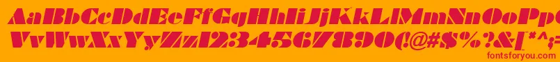 Fonte BravadoItalic – fontes vermelhas em um fundo laranja