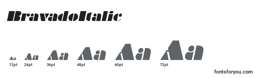 BravadoItalic Font Sizes