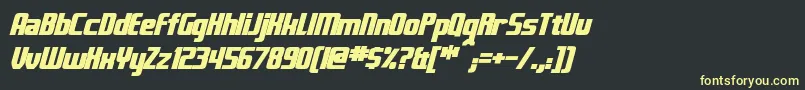 フォントFontanaBoldItalic – 黒い背景に黄色の文字