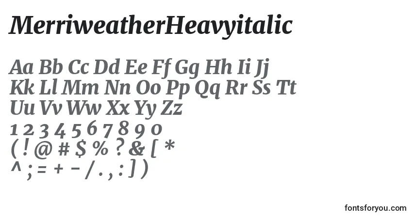Schriftart MerriweatherHeavyitalic – Alphabet, Zahlen, spezielle Symbole