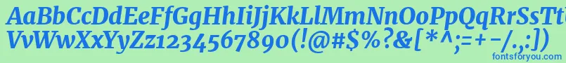 Czcionka MerriweatherHeavyitalic – niebieskie czcionki na zielonym tle