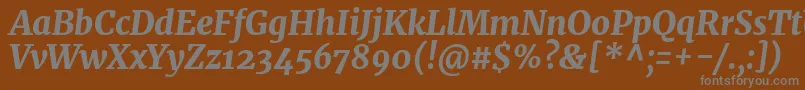 MerriweatherHeavyitalic-fontti – harmaat kirjasimet ruskealla taustalla