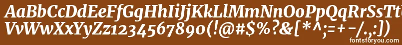 MerriweatherHeavyitalic-fontti – valkoiset fontit ruskealla taustalla