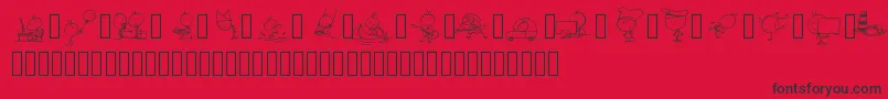 Fonte Pwtoonz – fontes pretas em um fundo vermelho