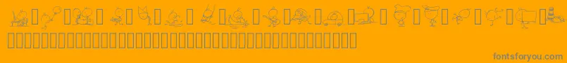 Pwtoonz-Schriftart – Graue Schriften auf orangefarbenem Hintergrund