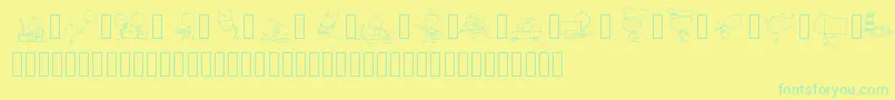 Pwtoonz Font – Green Fonts on Yellow Background