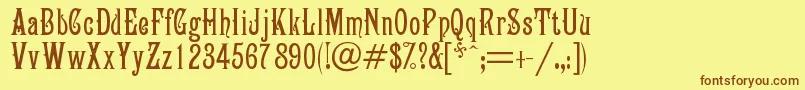 Campanile-fontti – ruskeat fontit keltaisella taustalla