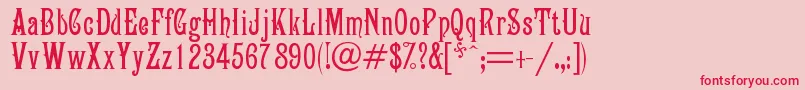 フォントCampanile – ピンクの背景に赤い文字