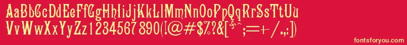 Campanile-fontti – keltaiset fontit punaisella taustalla