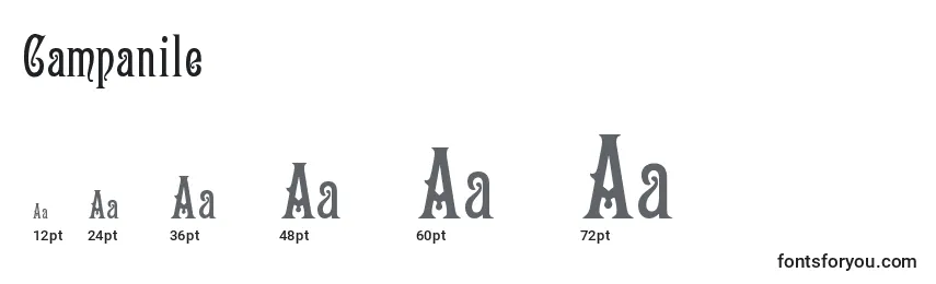 Размеры шрифта Campanile