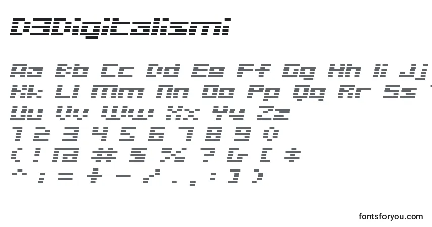 A fonte D3Digitalismi – alfabeto, números, caracteres especiais