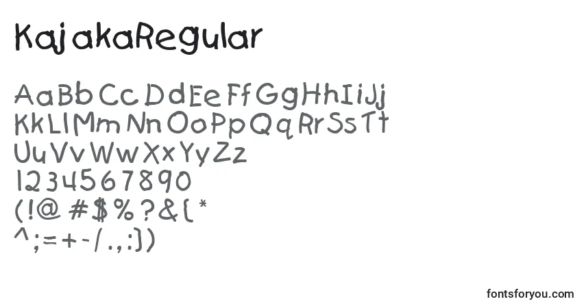 Schriftart KajakaRegular – Alphabet, Zahlen, spezielle Symbole