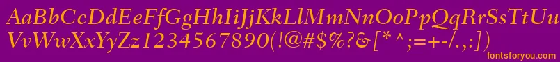 FairfieldLt56MediumItalic Font – Orange Fonts on Purple Background