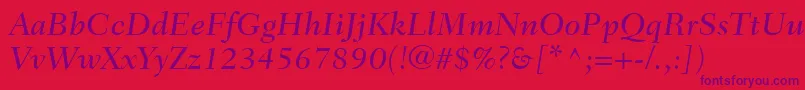 FairfieldLt56MediumItalic Font – Purple Fonts on Red Background