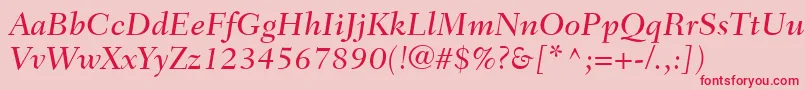 Czcionka FairfieldLt56MediumItalic – czerwone czcionki na różowym tle