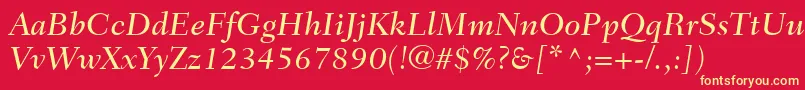 Шрифт FairfieldLt56MediumItalic – жёлтые шрифты на красном фоне