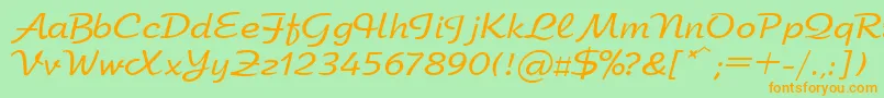 フォントArbatctt – オレンジの文字が緑の背景にあります。