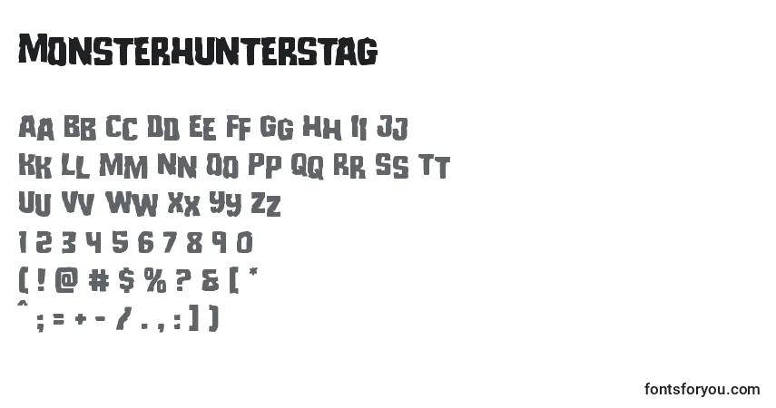 A fonte Monsterhunterstag – alfabeto, números, caracteres especiais