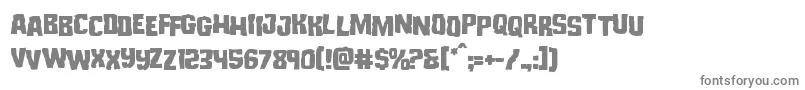 Monsterhunterstag-fontti – harmaat kirjasimet valkoisella taustalla