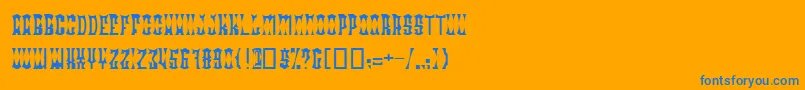 Radodn-Schriftart – Blaue Schriften auf orangefarbenem Hintergrund