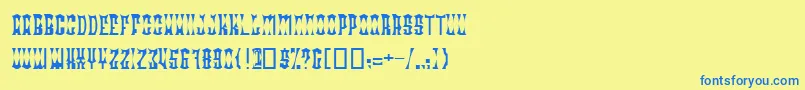 フォントRadodn – 青い文字が黄色の背景にあります。