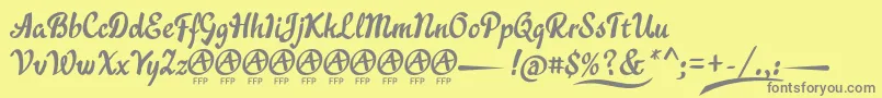 フォントAcraticaDemoFontFfp – 黄色の背景に灰色の文字