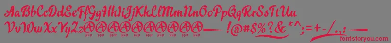 Czcionka AcraticaDemoFontFfp – czerwone czcionki na szarym tle