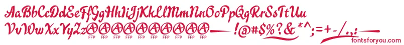 フォントAcraticaDemoFontFfp – 白い背景に赤い文字