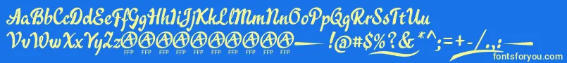 Fonte AcraticaDemoFontFfp – fontes amarelas em um fundo azul