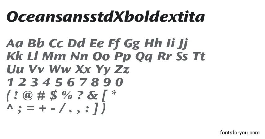 A fonte OceansansstdXboldextita – alfabeto, números, caracteres especiais