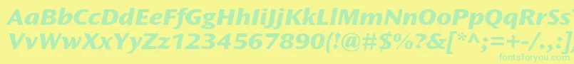 OceansansstdXboldextita Font – Green Fonts on Yellow Background
