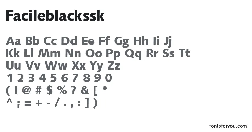 A fonte Facileblackssk – alfabeto, números, caracteres especiais